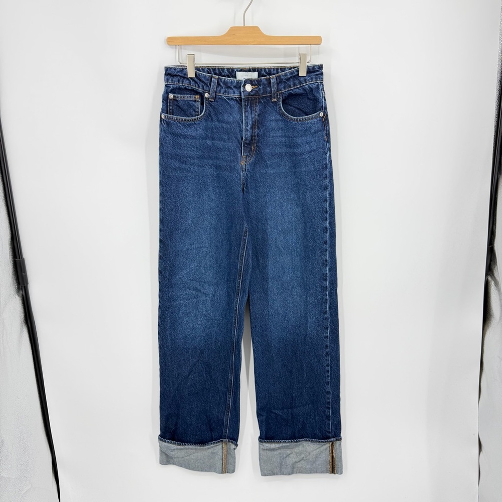 H&M Blue Straight Leg cuffed Jeans Size: 6